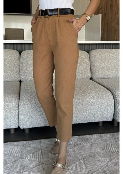 Kadın Kemer Aksesuarlı Yüksek Bel Gabardin Pantolon P-00018027 fiyatları