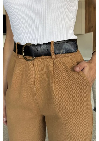 Kadın Kemer Aksesuarlı Yüksek Bel Gabardin Pantolon P-00018027 fırsatları