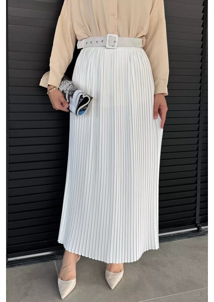 Kemerli Pileli Tesettür Etek (S,m,l,xl Uyumludur) P-00018021