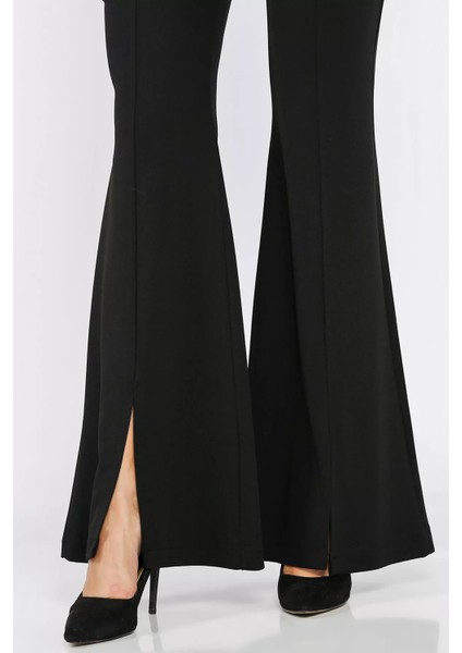 Paça Yırtmaçlı Palazzo Slim Fit Kumaş Pantolon P-00018030 fırsatları