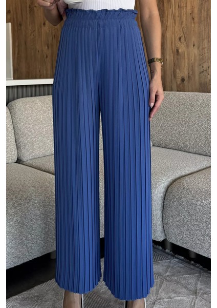 Kadın Bel Lastikli Piliseli Bol Kesim Pantolon P-00018022