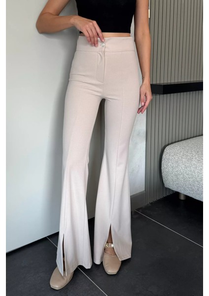 Paça Yırtmaçlı Palazzo Slim Fit Kumaş Pantolon P-00018030