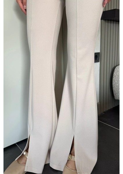 Paça Yırtmaçlı Palazzo Slim Fit Kumaş Pantolon P-00018030 fırsatları
