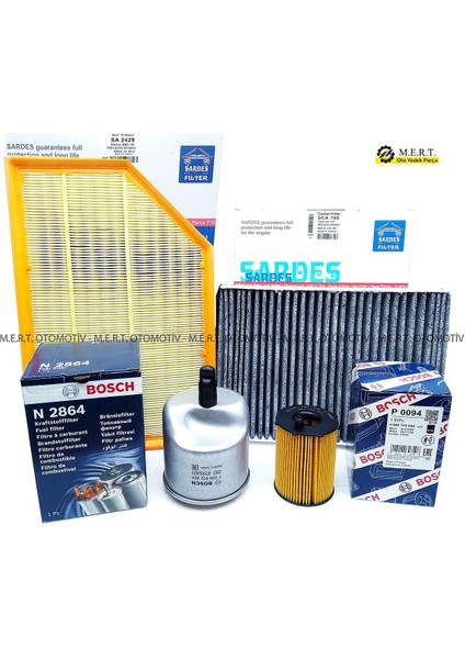 Volvo S80 1.6 D2 Dizel Filtre Bakım Seti (2011-2015) 115HP