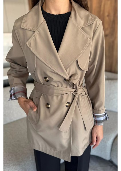 Kadın Ön Düğmeli Bel Kuşaklı Trençkot P-00018017 modelleri