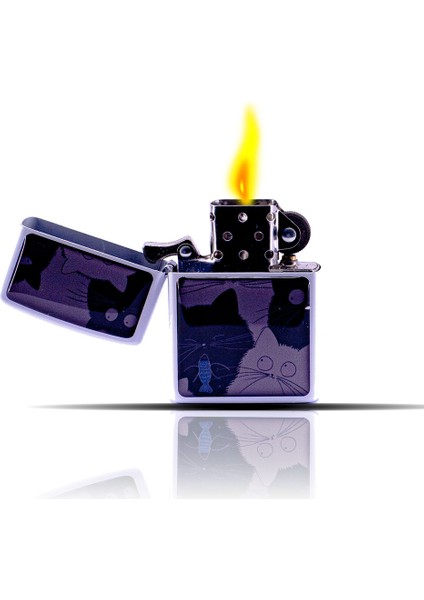 Kedi Desenli Beyaz Benzinli Çakmak fiyatları