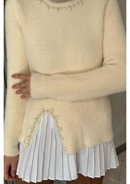 Inci ve Taş Işlemeli Garnili Yumoş Tesettür Triko Kazak (S-M-L Beden Uyumludur.) P-00018071 fiyatları