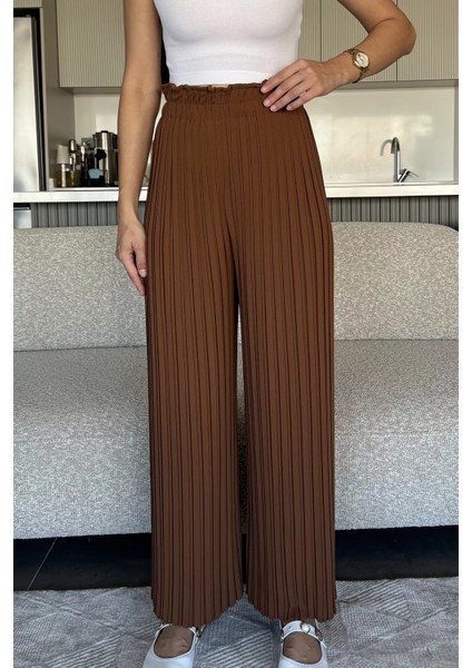 Kadın Bel Lastikli Piliseli Bol Kesim Pantolon P-00018022