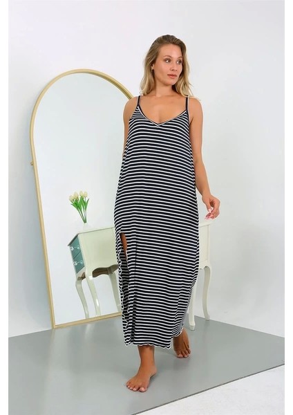 Moda Kadın Büyük Beden Ip Askılı Pamuklu Uzun Gecelik fiyatları