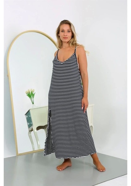 Moda Kadın Büyük Beden Ip Askılı Pamuklu Uzun Gecelik modelleri