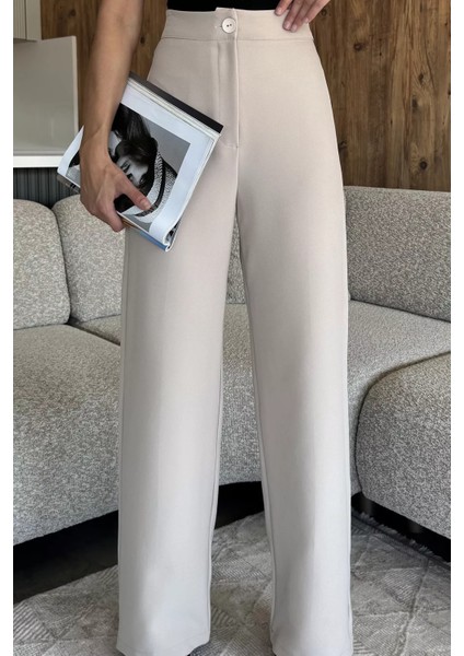 Kadın Bol Paça Kumaş Pantolon P-00018009