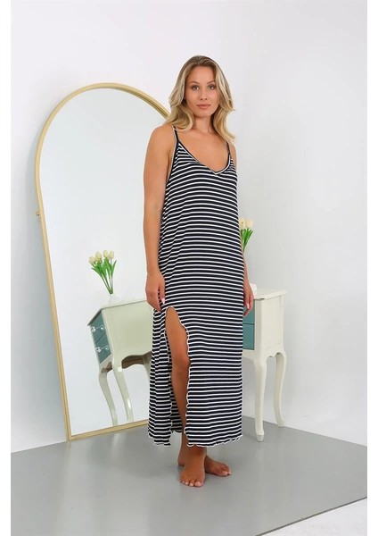 Moda Kadın Büyük Beden Ip Askılı Pamuklu Uzun Gecelik indirimleri