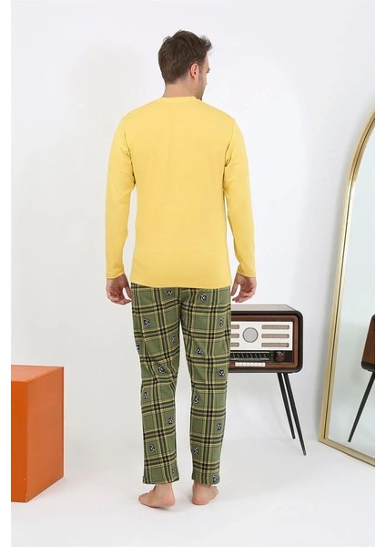 Moda Erkek Uzun Kol Penye Sarı Pijama Takımı