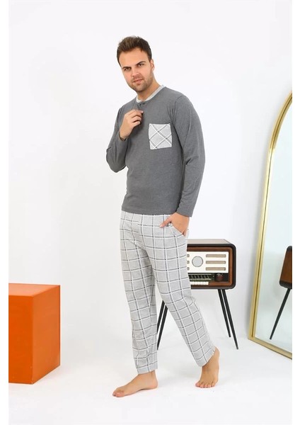 Moda Erkek Uzun Kol Penye Antrasit Pijama Takımı fiyatları