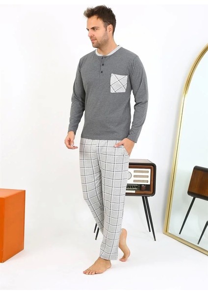 Moda Erkek Uzun Kol Penye Antrasit Pijama Takımı fırsatları