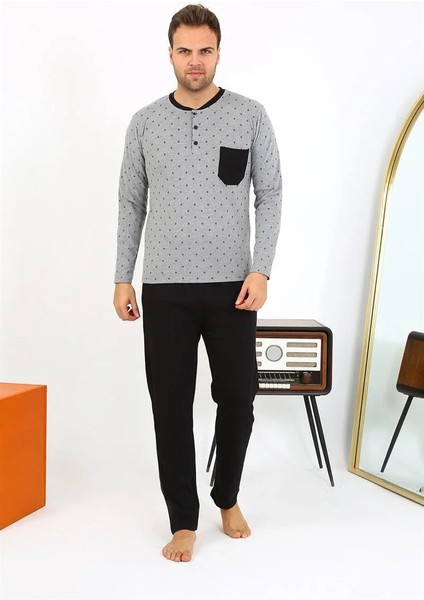 Moda Erkek Uzun Kol Penye Füme Pijama Takımı fiyatları