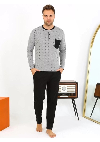 Moda Erkek Uzun Kol Penye Füme Pijama Takımı fırsatları