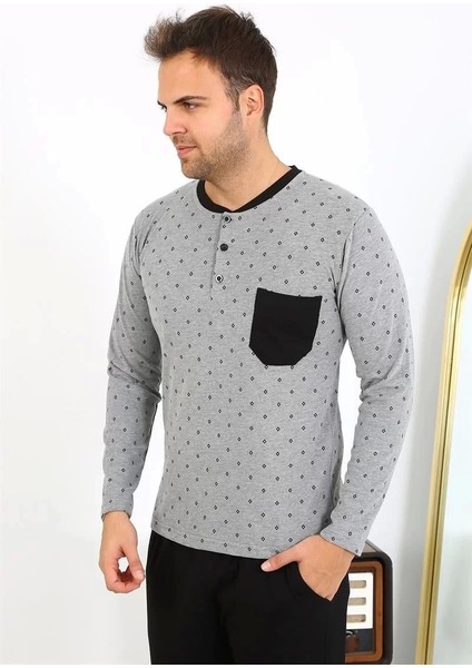 Moda Erkek Uzun Kol Penye Füme Pijama Takımı indirimleri