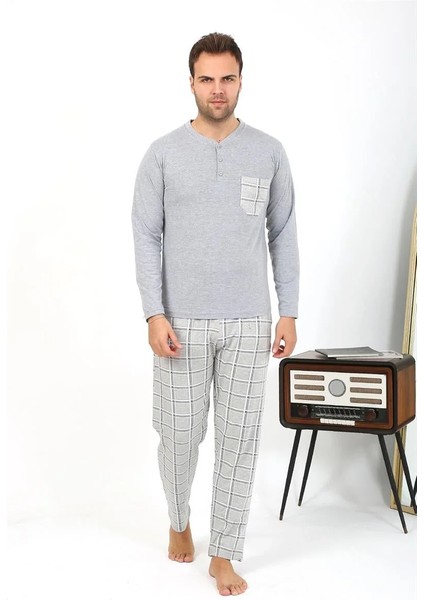 Moda Erkek Uzun Kol Penye Gri Pijama Takımı fiyatları