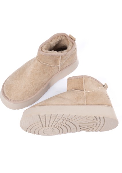 Kadın Kısa Bot – Kürklü Süet Görünümlü Günlük Kışlık Rahat Bot