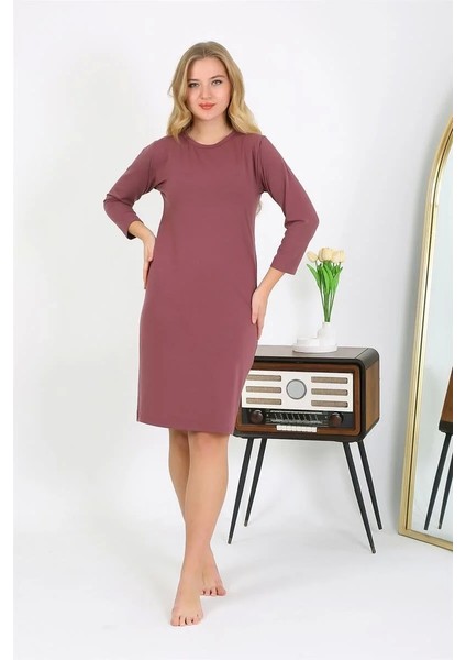 Moda Pamuk Ev Elbisesi Tunik Gecelik Mürdüm fiyatları