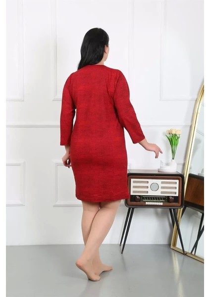 Moda Kadın Büyük Beden Penye Gecelik Ev Elbisesi Kırmızı fırsatları