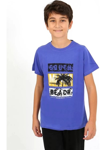 Moda Erkek Çocuk Kısa Kol Penye Pijama Takım Saks fiyatları