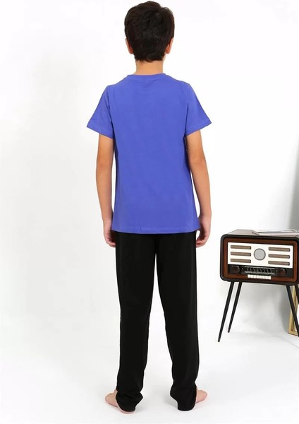 Moda Erkek Çocuk Kısa Kol Penye Pijama Takım Saks fırsatları