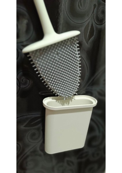 Silikon Wc Klozet ve Tuvalet Fırçası Silikon Duvara Yapışan Bükülebilir Pratik