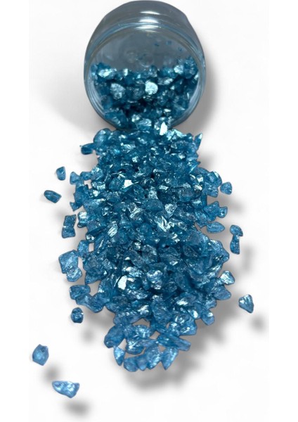 Epoksi Çalışmalarınız Için Parlak Cam Kırıkları 4-8 mm Gökyüzü Mavisi 100 gr