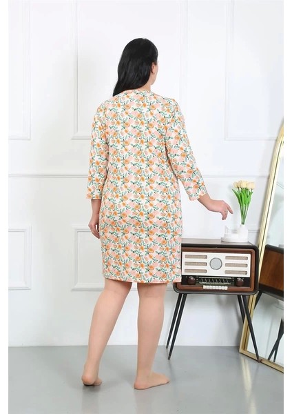 Moda Kadın Büyük Beden Penye Gecelik Ev Elbisesi Krem fırsatları