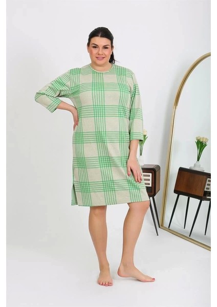 Moda Kadın Büyük Beden Penye Gecelik Ev Elbisesi Yeşil modelleri
