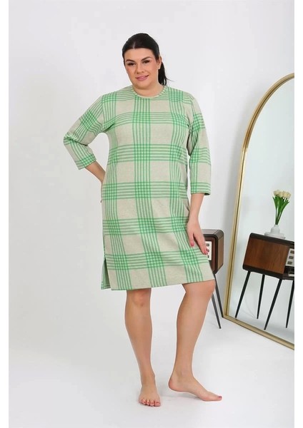 Moda Kadın Büyük Beden Penye Gecelik Ev Elbisesi Yeşil indirimleri