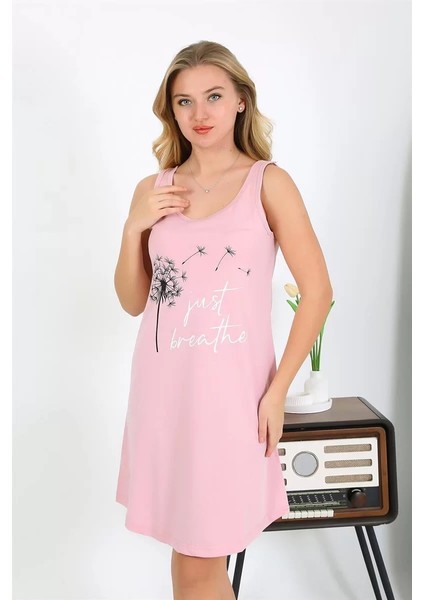 Moda Kadın Kalın Askılı Penye Gecelik Pembe fiyatları