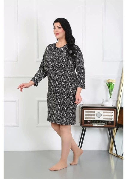 Moda Kadın Büyük Beden Penye Gecelik Ev Elbisesi Siyah modelleri