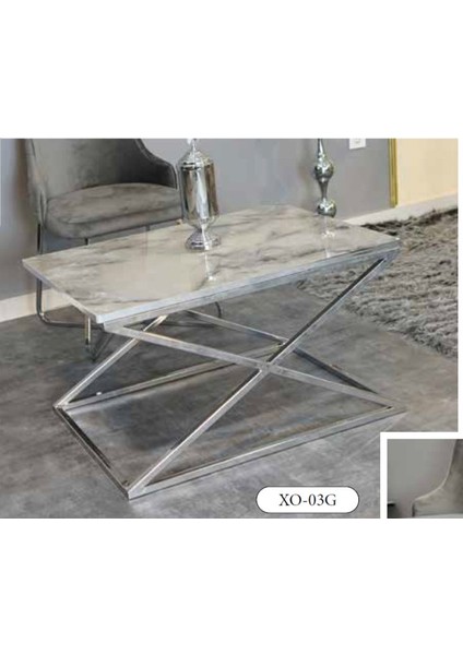 Mim Mermer - Gümüş x Orta Sehpa