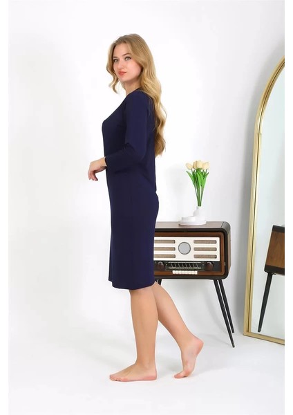 Moda Pamuk Ev Elbisesi Tunik Gecelik Lacivert fiyatları