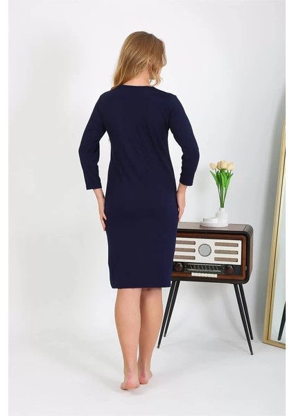 Moda Pamuk Ev Elbisesi Tunik Gecelik Lacivert modelleri