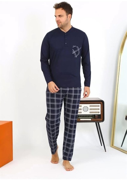 Moda Erkek Uzun Kol Penye Lacivert Pijama Takımı fiyatları