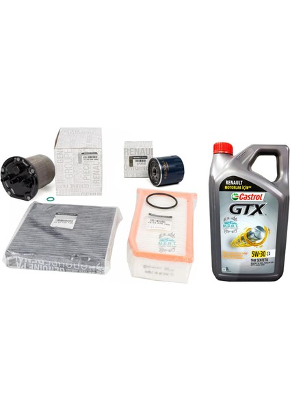 Clio 4 1.5 Dci Yağ Bakım Filtre Seti Komple Tip Mazot Filtreli