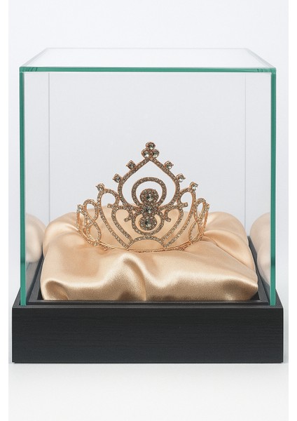 Taç Metal Taşlı Prenses İşlemeli Lüks Rose Gold üs