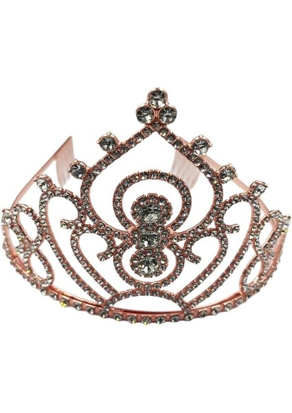 Taç Metal Taşlı Prenses İşlemeli Lüks Rose Gold üs fiyatları