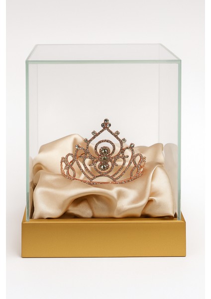 Taç Metal Taşlı Prenses İşlemeli Lüks Rose Gold üs modelleri