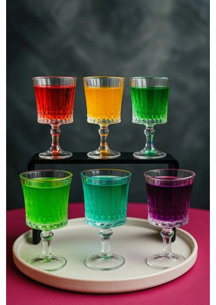 6'lı Cam Ayaklı Kahve Yanı Su Bardağı Bardak 120 ml