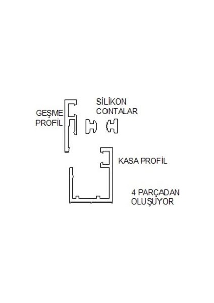 Ayrıntıshop Duşakabin Cam Alüminyum Profil ve Ofis Bölme Profil 200CM Boyunda 6mm Camlar Için