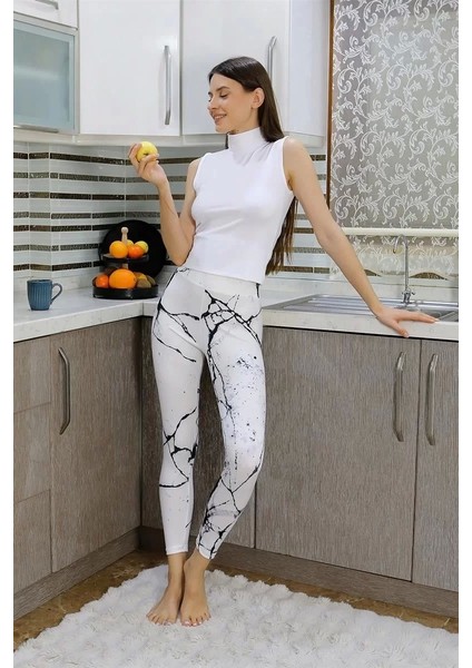 Moda Kadın Micro Desenli Tayt Beyaz fiyatları