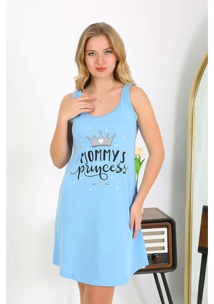 Moda Kadın Kalın Askılı Penye Gecelik Mavi fiyatları