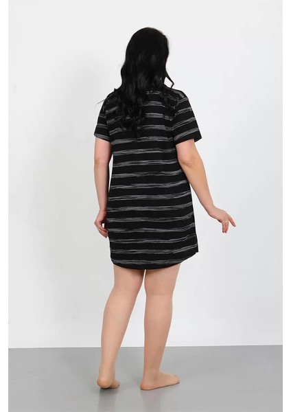 Moda Büyük Beden Penye Düğmeli Siyah Tunik Gecelik fırsatları