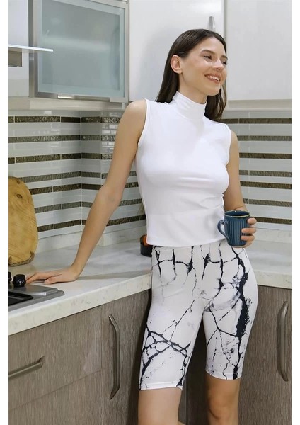 Moda Kadın Micro Desenli Dizüstü Tayt Beyaz modelleri