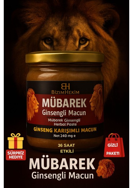 Bizim Hekim Ginsengli Aslan Enerji Macunu 240 gr 36 Saat Etkili Doğal ve Katkısız